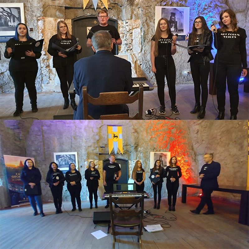 Zamek Grodziec koncert zespołu Art Forum Voices wnętrze zamku